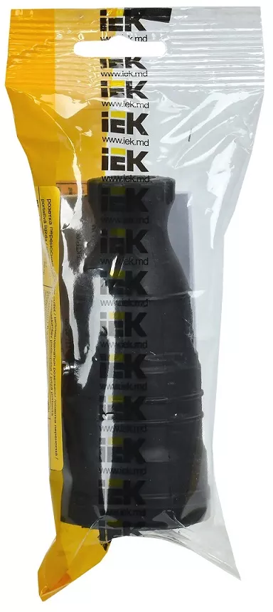 OMEGA Розетка переносная РБп14-1-0м IP20 каучук черная IEK