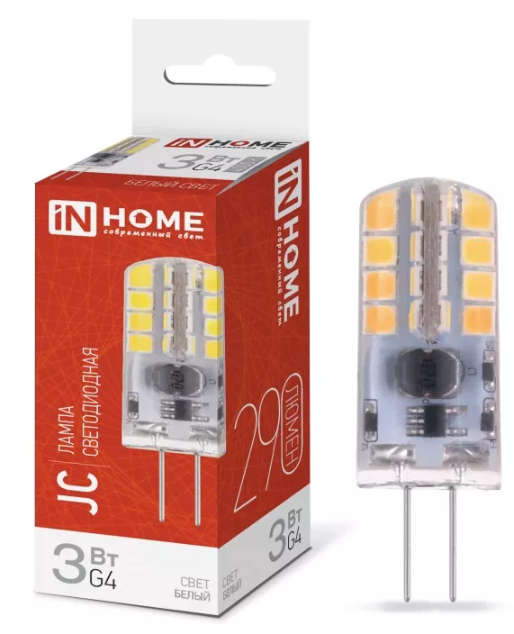 Лампа LED-JC 3Вт 12В G4 4000К 290Лм IN HOME