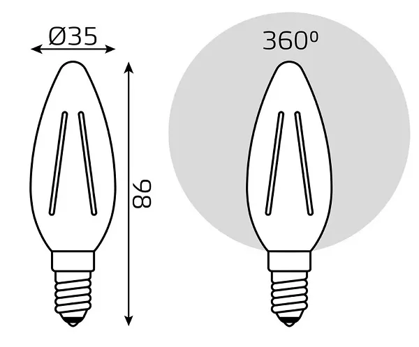 Лампа Gauss Filament Свеча 7W 580lm 4100К Е14 LED (3 лампы в упаковке) 1/20