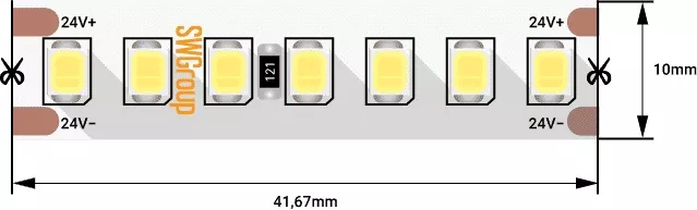 Лента светодиодная ПРО 2835, 168 LED/м, 17,3 Вт/м, 24В , IP20, Цвет: Теплый белый 2050lm/м 5м
