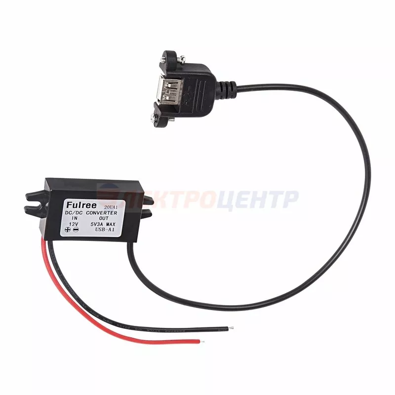 Адаптер DC 12V - гн. USB-A 5V 3A REXANT