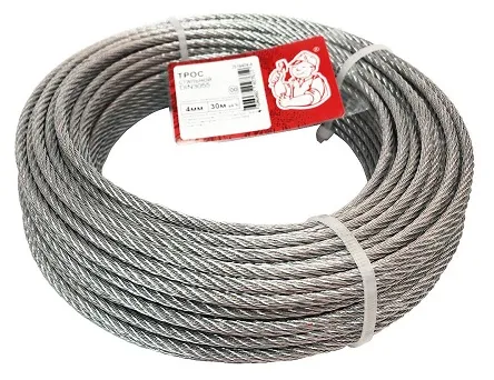 Трос 4 мм DIN3055 цинк (боб. 30м) (Стройбат), уп