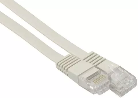 Патч-корд 5м UTP Cat.6e RJ45 Cu белый плоский (RIPO)