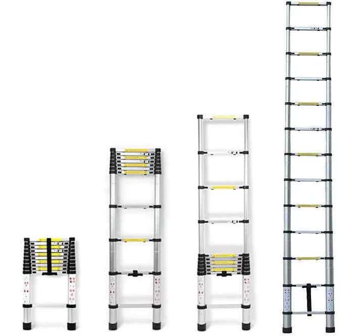 Телескопическая лестница 3,8м, 13 ступеней, вес 11,4кг (размер в сложенном состоянии 91*48*9см) (TLS