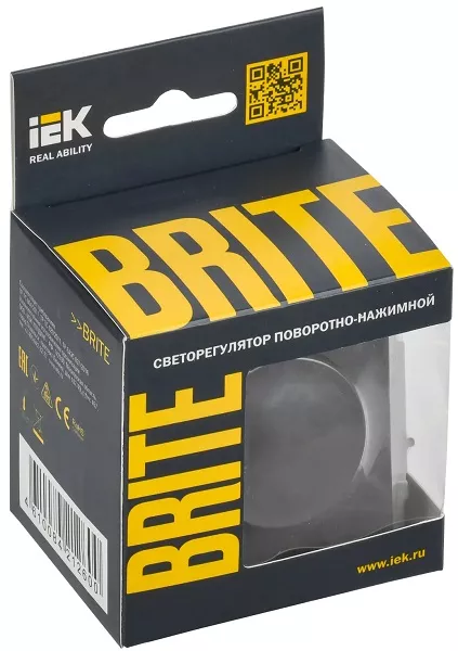 BRITE Светорегулятор поворотно-нажимной 600Вт СС10-1-0-БрГ графит IEK