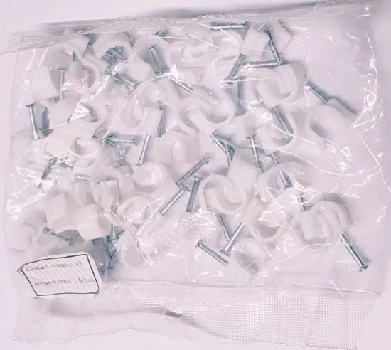 Скоба круглая с гвоздем 9мм Белый (50 шт.), уп