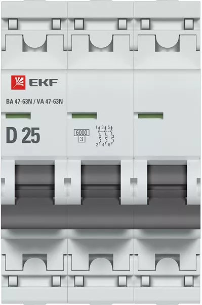 Автоматический выключатель ВА 47-63N D25/3 6кА Proxima EKF