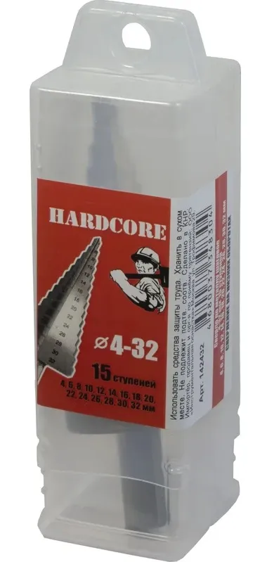 Сверло ступенчатое 4-32 мм (15 ступ.) "Hardcore"