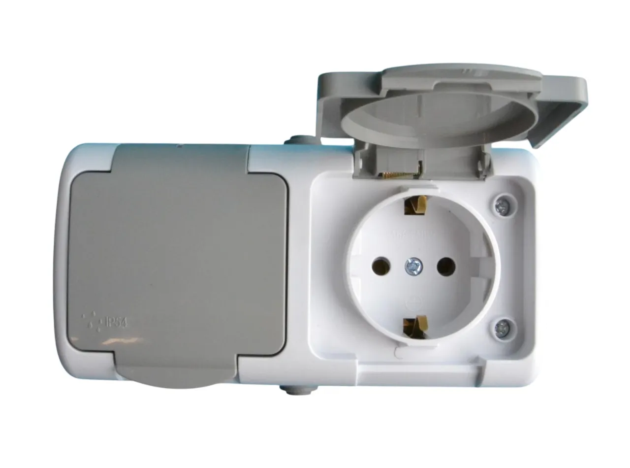 Розетка ОУ 2-я с/з IP54 SD-V1004WG AWSPRODUCTS
