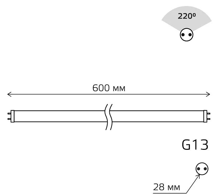 Лампа Gauss Basic T8 10W 780lm 4000K G13 600mm стекло LED 1/20