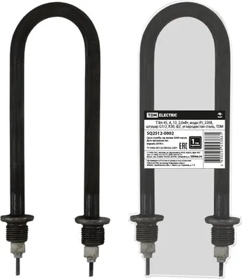 ТЭН водяной 2,0кВт (ТЭН-45, 220V, штуцер G1/2, Ф2) углеродистая сталь (TDM)