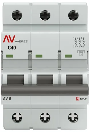 Автоматический выключатель AV-6 C40/3 6кА  AVERES EKF