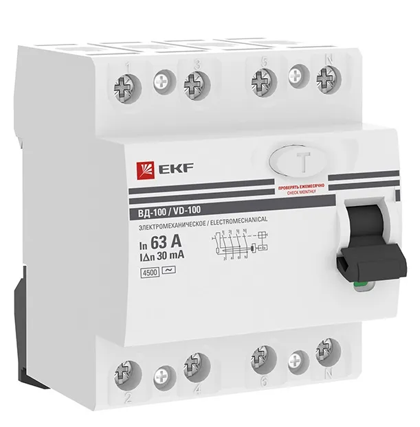 УЗО ВД-100 63/4 30мА, тип AC, 4,5кА PROXIMA EKF