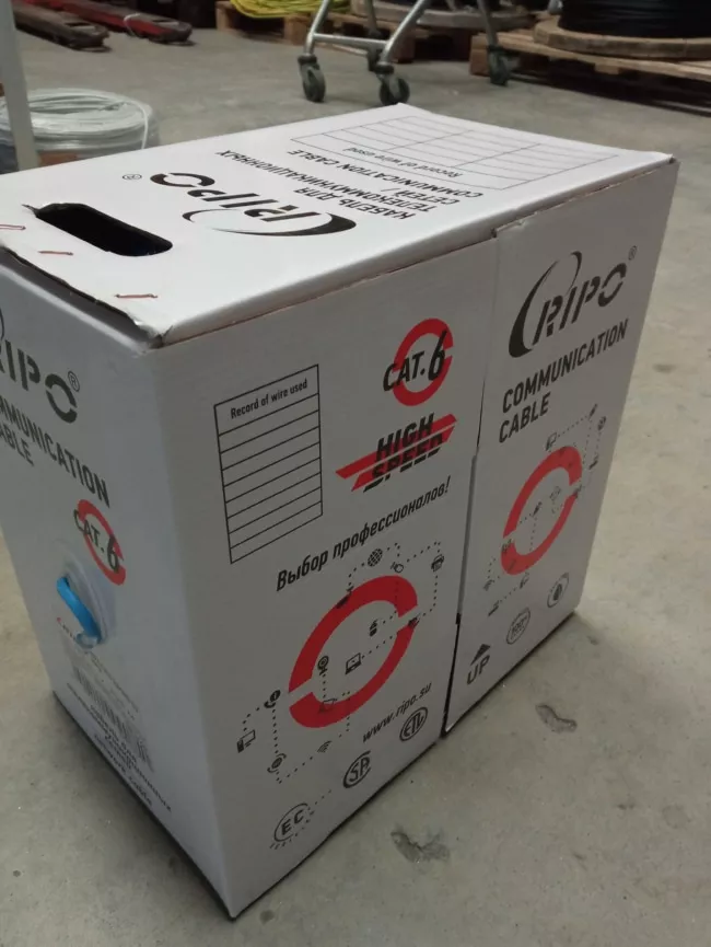 Кабель RIPO UTP4 CAT6 23AWG 305м Cu (медь) синий