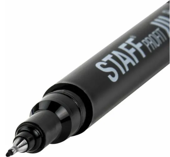 Маркер перманентный "Profit PM-105", ЧЕРНЫЙ, тонкийм металлический наконечник 0,5 мм, STAFF