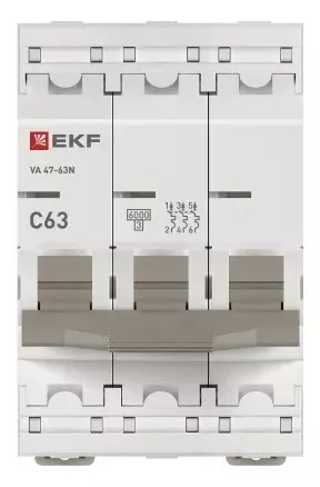 Автоматический выключатель ВА 47-63N C63/3 6кА Proxima EKF (без НДС)
