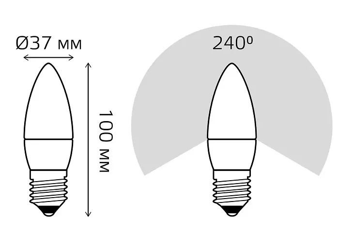 Лампа GAUSS LED Свеча 6,5W 220V E27 4100K 550Lm