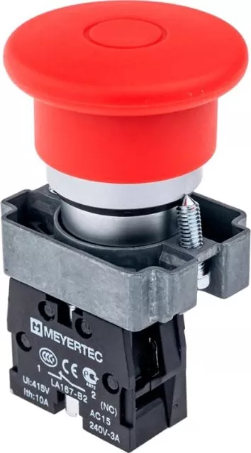 Кнопка MTB2-BCZ124 Гриб. без фикс.1нз, крас. ф40 мм, IP65 Meyertec