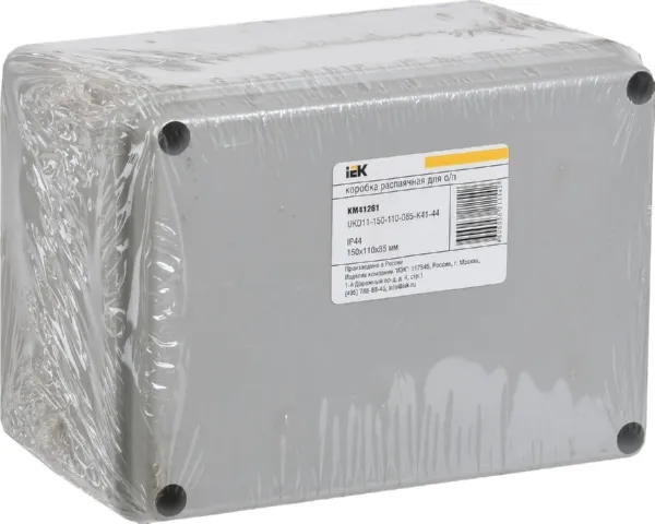 Коробка распред. о/п 150х110х85 IP44 СЕРАЯ гладкие стенки КМ41261 IEK (30)