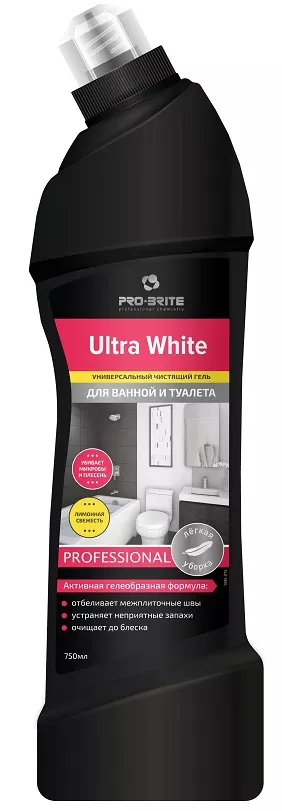 Универсальный чистящий гель для ванны и туалета "лимонная свежесть" Ultra White (750 мл)