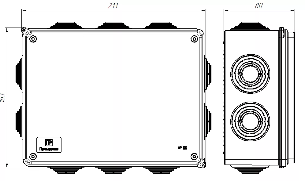 Коробка распределительная 40-0325 для о/п безгалогенная (HF) атмосферостойкая 200х150х75 (16шт/кор) 
