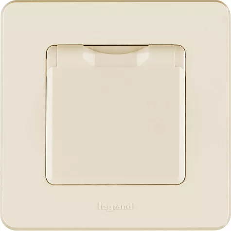 Розетка 1-я с/з со шторками и крышкой IP44 Сл.Кость INSPIRIA LEGRAND
