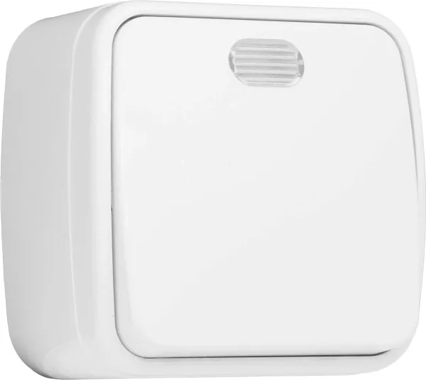 Выключатель ОУ 1-кл. с подсветкой Белый EKF