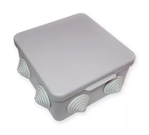 Коробка КМ41238 распаячная для о/п 80х80х50мм IP54 (RAL7035) 7 гермовводов IEK