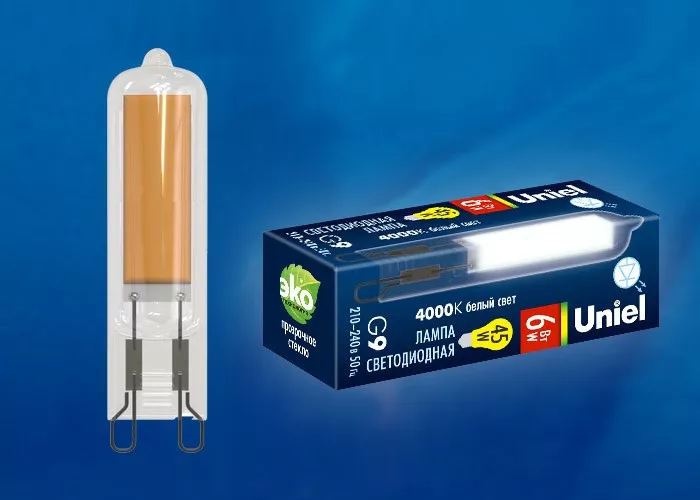 Лампа светодиодная LED-JCD-6W/4000K/G9/CL GLZ08TR