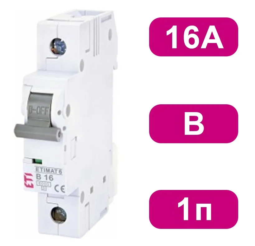 Автоматический выключатель ETIMAT6 B16/1 6кA ETI