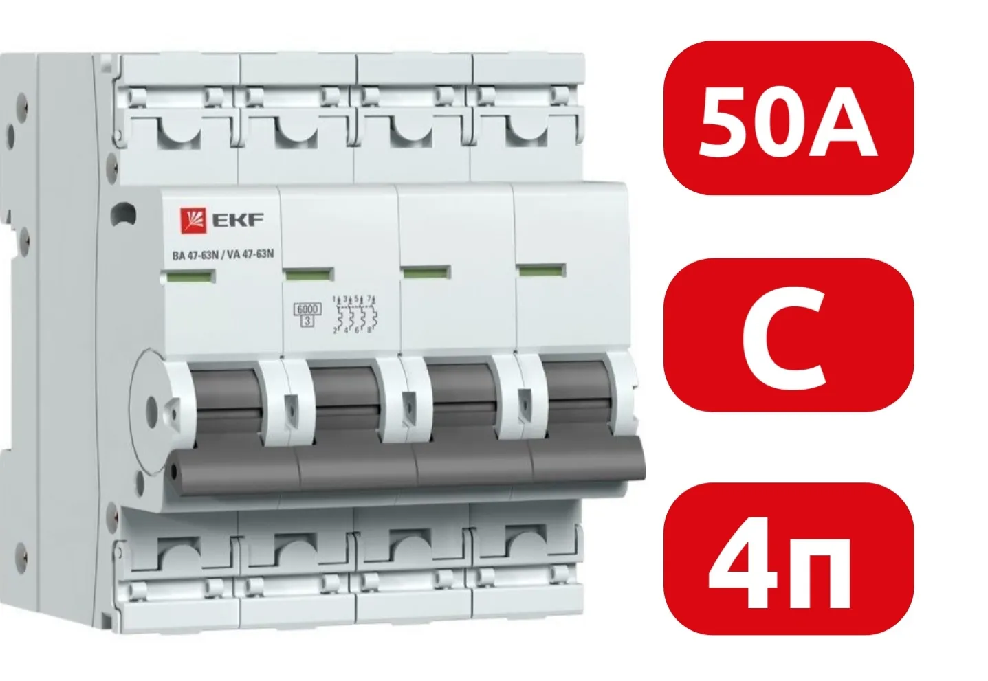 Автоматический выключатель ВА 47-63N C50/4 6кА Proxima EKF
