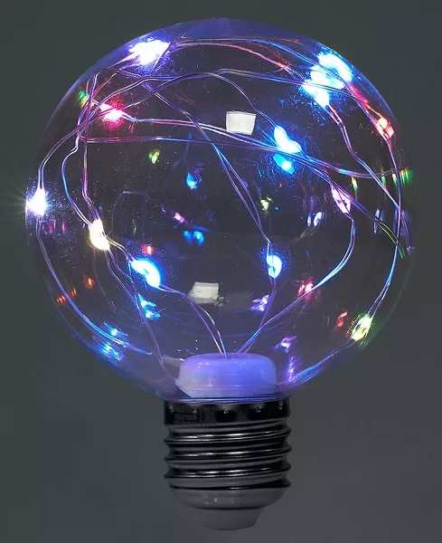Лампа светодиодная 3W 230V E27 RGB G80, LB-381