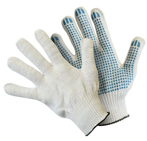 Перчатки вязаные ХБ, с ПВХ-точкой, 42 г, 10 класс, белые, без и/у, Fiberon/200/10, п