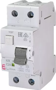 АВДТ KZS-2M C25/0.03 1+N, 30мА, тип АС, 10кА ETI
