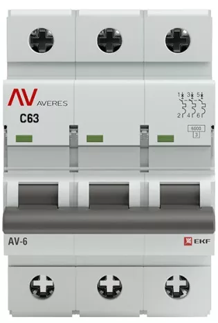 Автоматический выключатель AV-6 C63/3 6кА  AVERES EKF