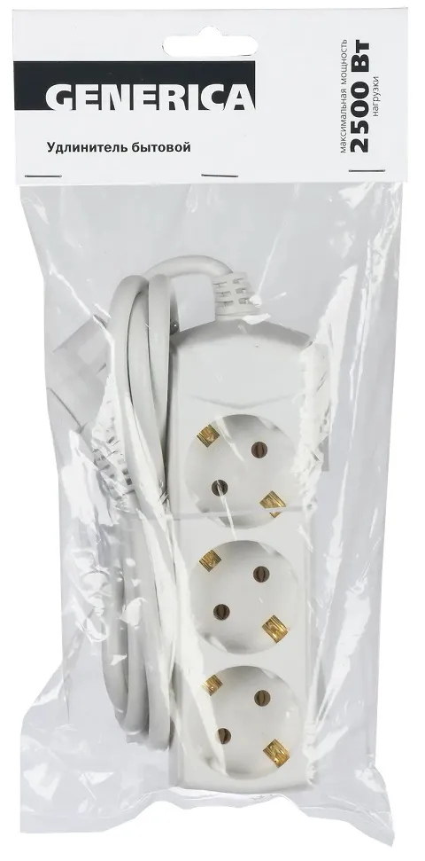 Удлинитель бытовой 3гн. 1,5м с/з ПВС 3х1мм2 GENERICA