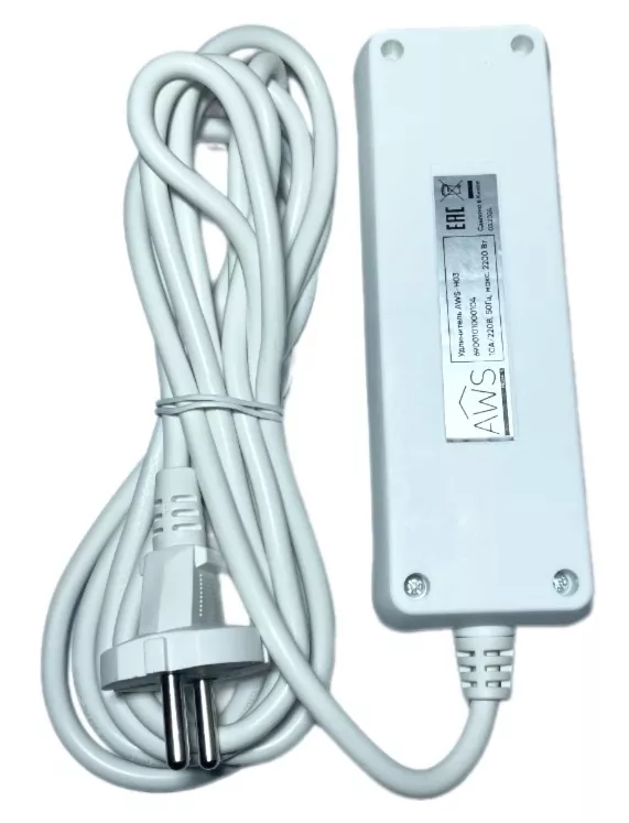 Удлинитель AWS-H03-1,5 3 гнезда б/з, 1.5м, 2x0,75mm2, 220V