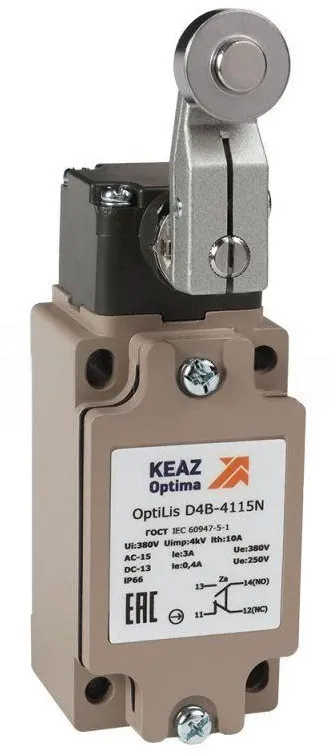 Выключатель концевой OptiLiS D4B-4115N рычаг метал. с роликом метал. EN 50041 XCKJ10513H29 КЭАЗ 3786