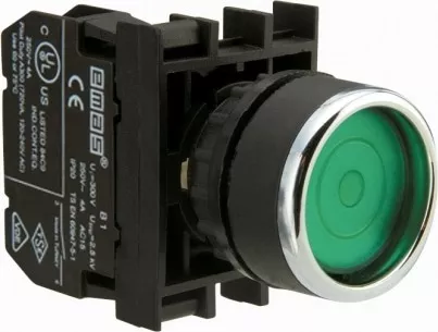 Кнопка B100FY фикс. зел. 1но IP40 Emas