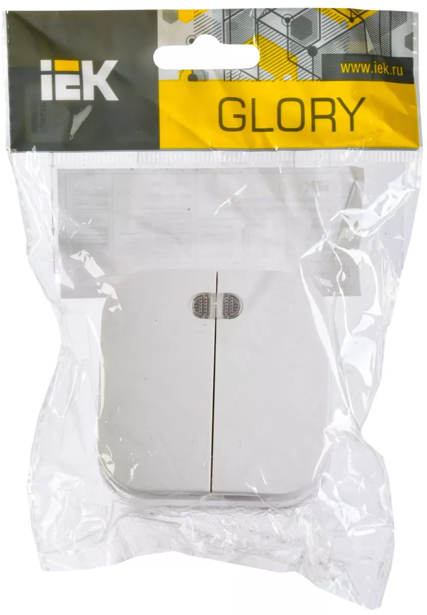 Выключатель GLORY ВС20-2-1-ХБ 2кл с индикацией 10А 250В, IEK