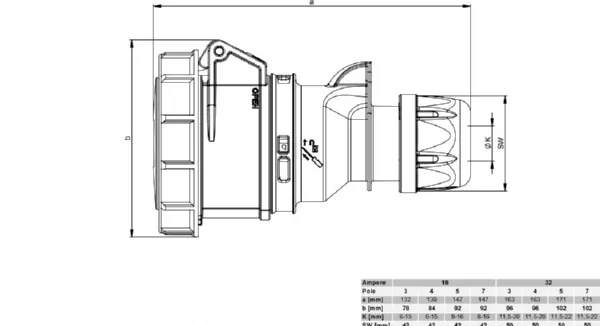 Разъем перенос. IP-67   32/5 гнездо (2252-6)