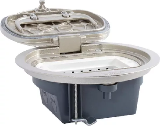 Коробка напольная круглая IP66 с откидной крышкой 4мод. нерж. Сталь