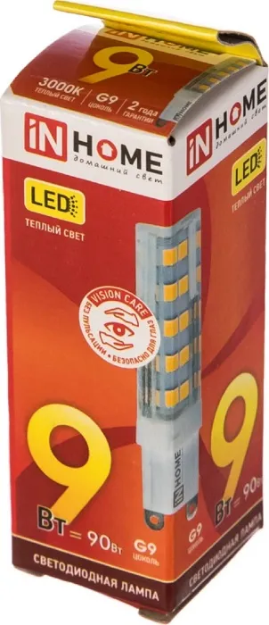 Лампа LED-JCD-VC 9Вт 230В G9 3000К 810Лм IN HOME