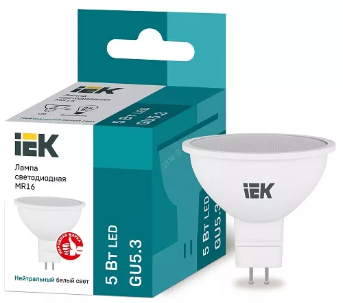 Лампа LED MR16 GU5.3 4000К 5Вт 450Lm IEK