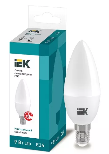 Распродажа_Лампа LED свеча LED-C35 eco 9Вт 230В 4000К E14, IEK