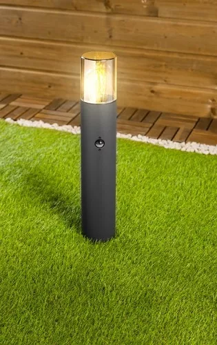 Светильник садовый MEDIO-P 50 PIR с датчиком движения E27, MAX.15W, IP54, столбик, графит GTV