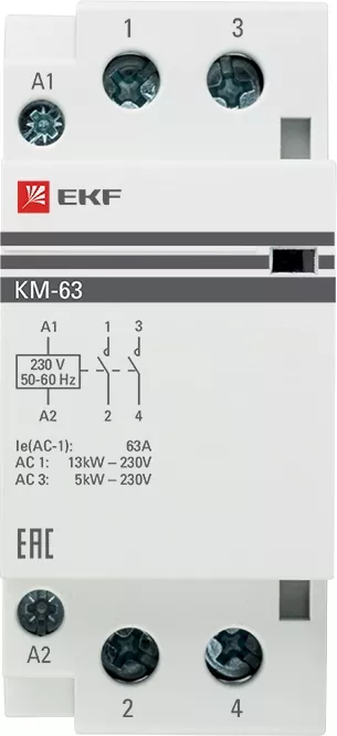 Контактор КМ 63А 230В 2NО (2 мод.) EKF