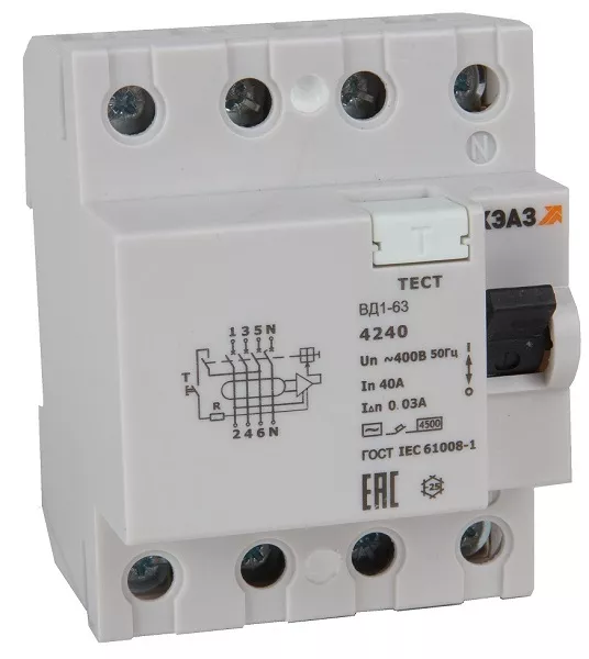 Выключатель дифференциального тока без защиты от сверхтоков ВД1-63-4263-АС-УХЛ4 (4P 63 30мА) электро