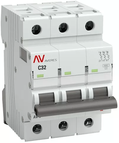 Автоматический выключатель AV-6 C32/3 6кА  AVERES EKF
