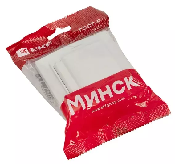 Розетка 1-я с/з со шторками и крышкой Белый Минск EKF